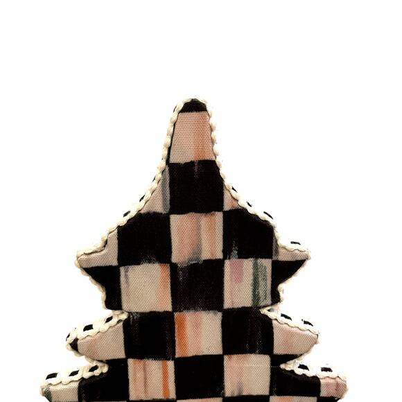 MACKENZIE-CHILDS Courtly Check Forest Christmas Trees Set of 2 Black White New - Picture 7 of 10